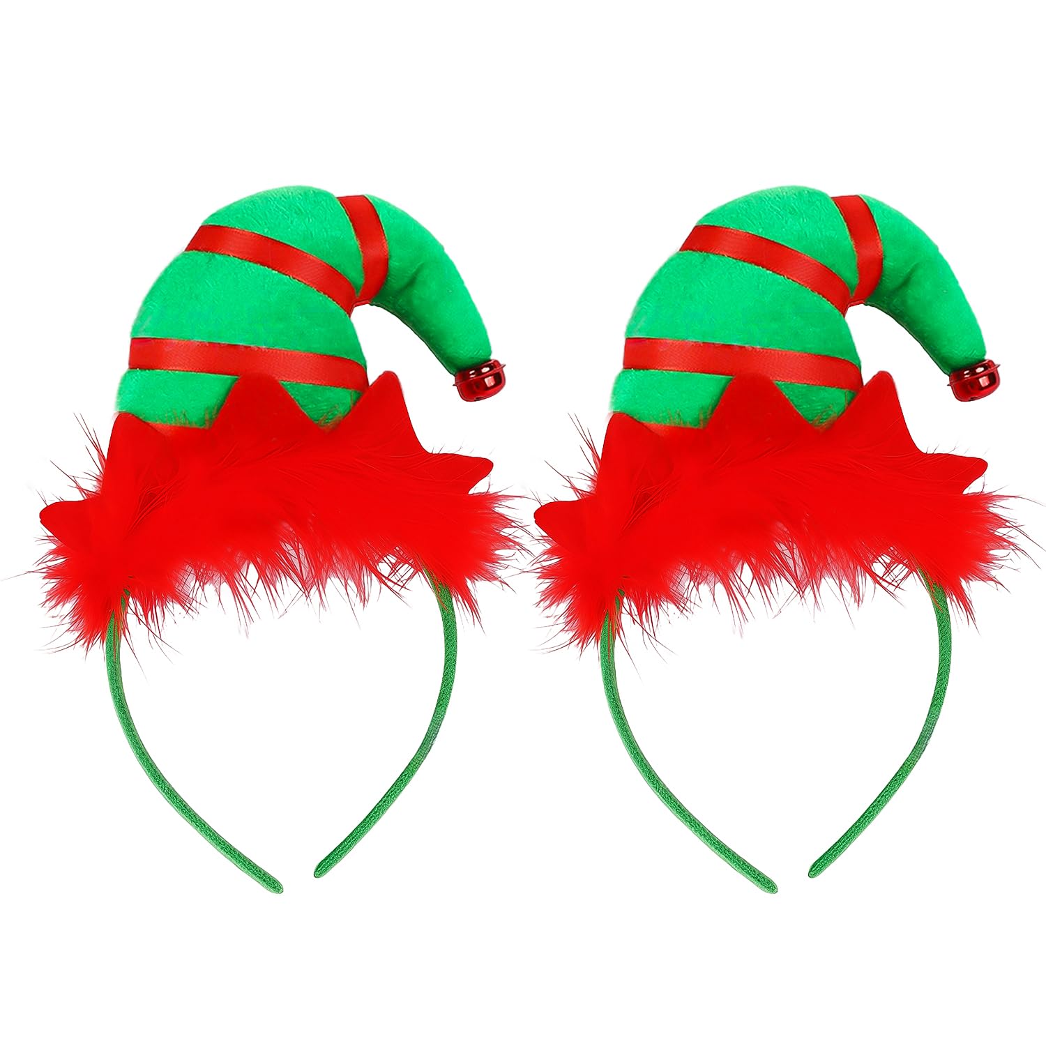 AOVNA 2pcs Christmas Headband Elf Hat Headband Xmas Fancy Dress Accessory for Christmas Holiday Parties Photos Booth Gifts