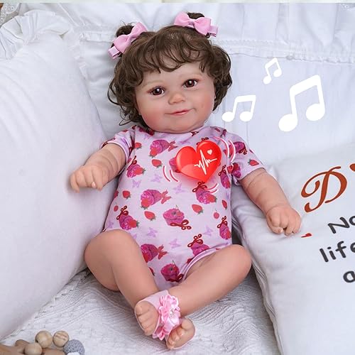 JIZHI Muñecas de bebé Reborn interactivas 3 en 1 con Breathe Heartbeat Coos, muñeca de bebé realista y sonriente suave para niños de más de 3 años