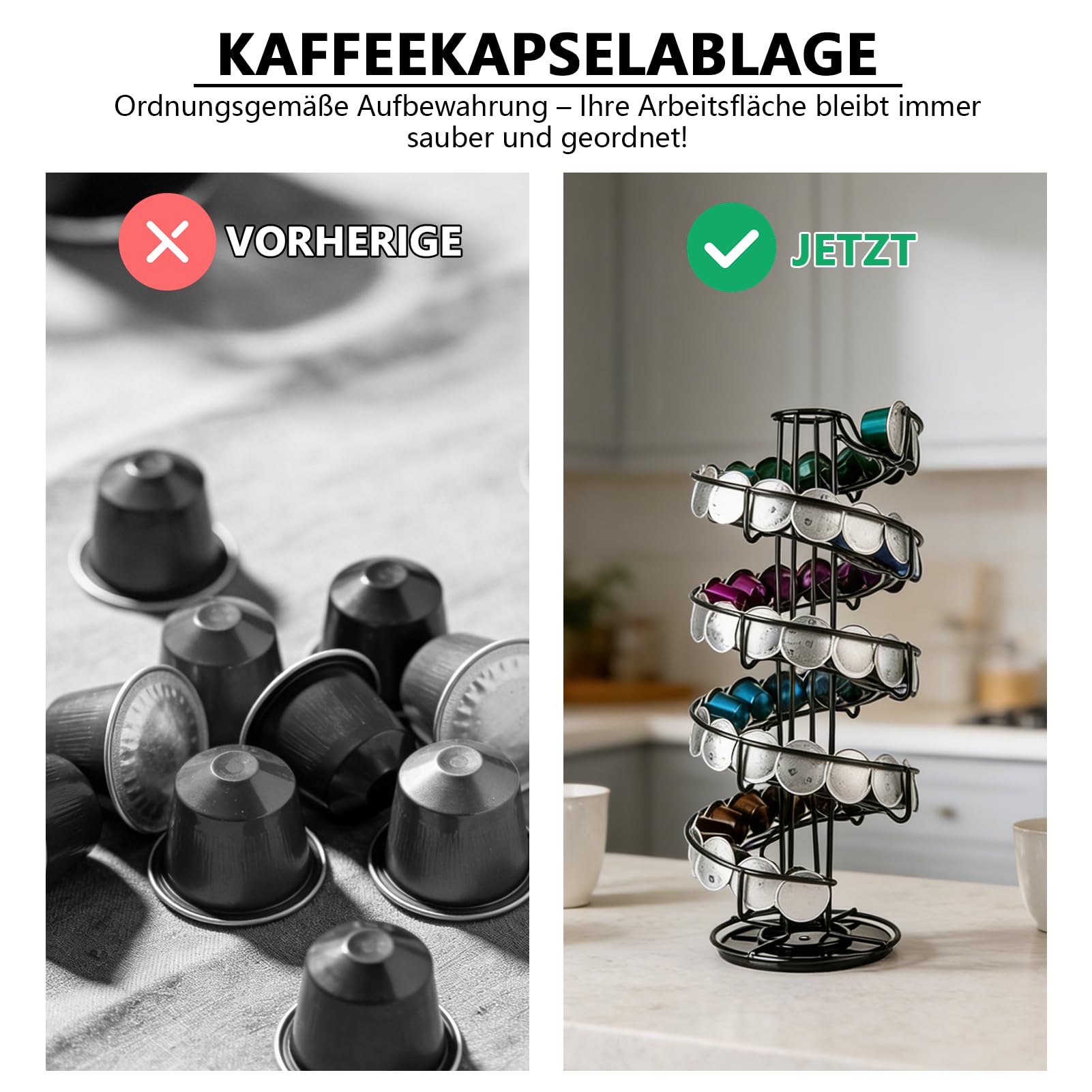 Drehbarer Kapselhalter,kompatibel mit Nespresso-Original-Kapseln,40 Stück Kaffee Organizer,um 360 Grad drehbar,Platzsparend Zubehör Kapselspender für Küchen Café Ruheraum (Eierhalter)