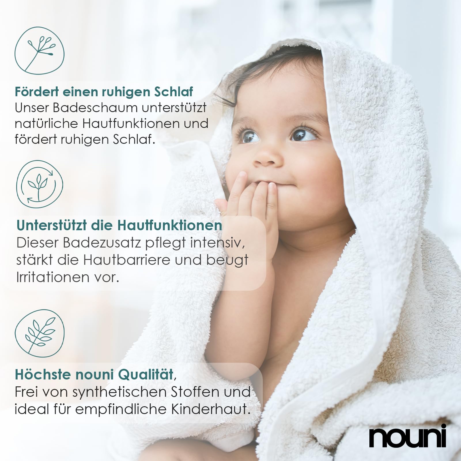 Waschgel, Shampoo & Badeschaum für Kinder – Ohne Parabene, Mikroplastik, Sulfate & Silikone – Beruhigt zarte Haut, mild zu den Augen & sensitiv – Unbedenklich für Körper, Gesicht & Haare | nouni