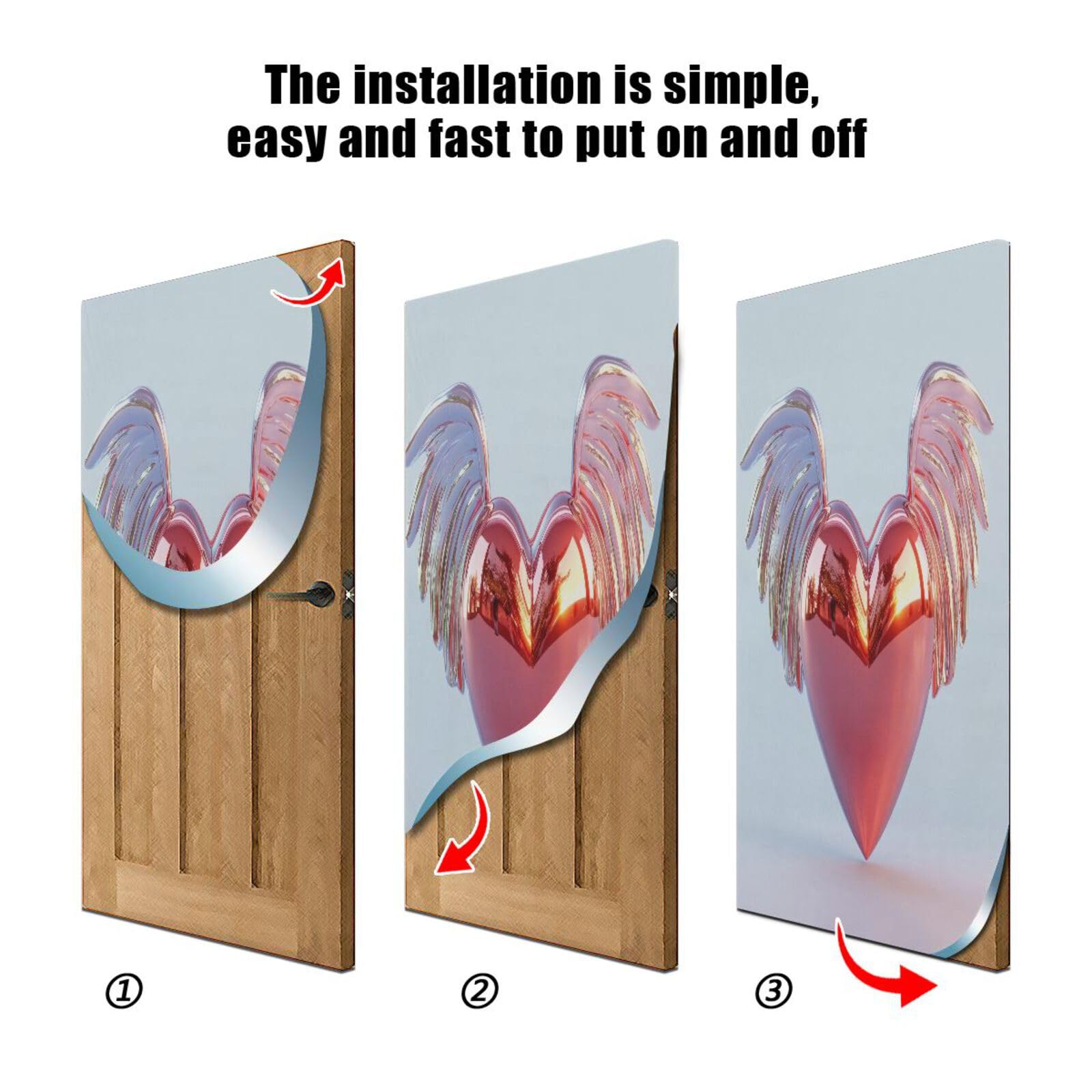 FLildon Love Wings Balloon Valentine's Day Door Cover Decoration, Party Accessory Porch Decor for Festive Ornament Room Door Covers 35 x 79 Inch