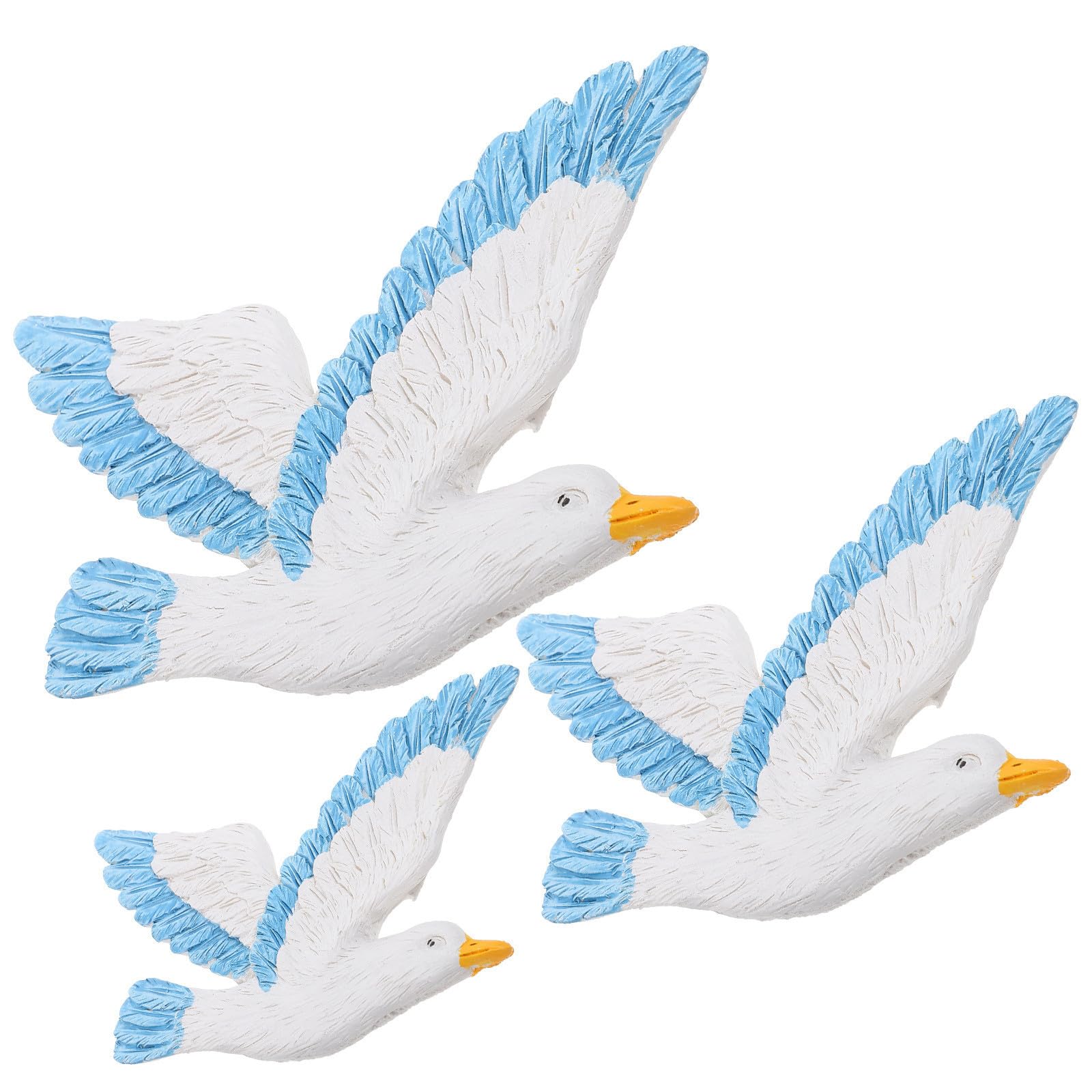 Mouettes en résine à suspendre lot de 3 | Décoration murale oiseaux bleus