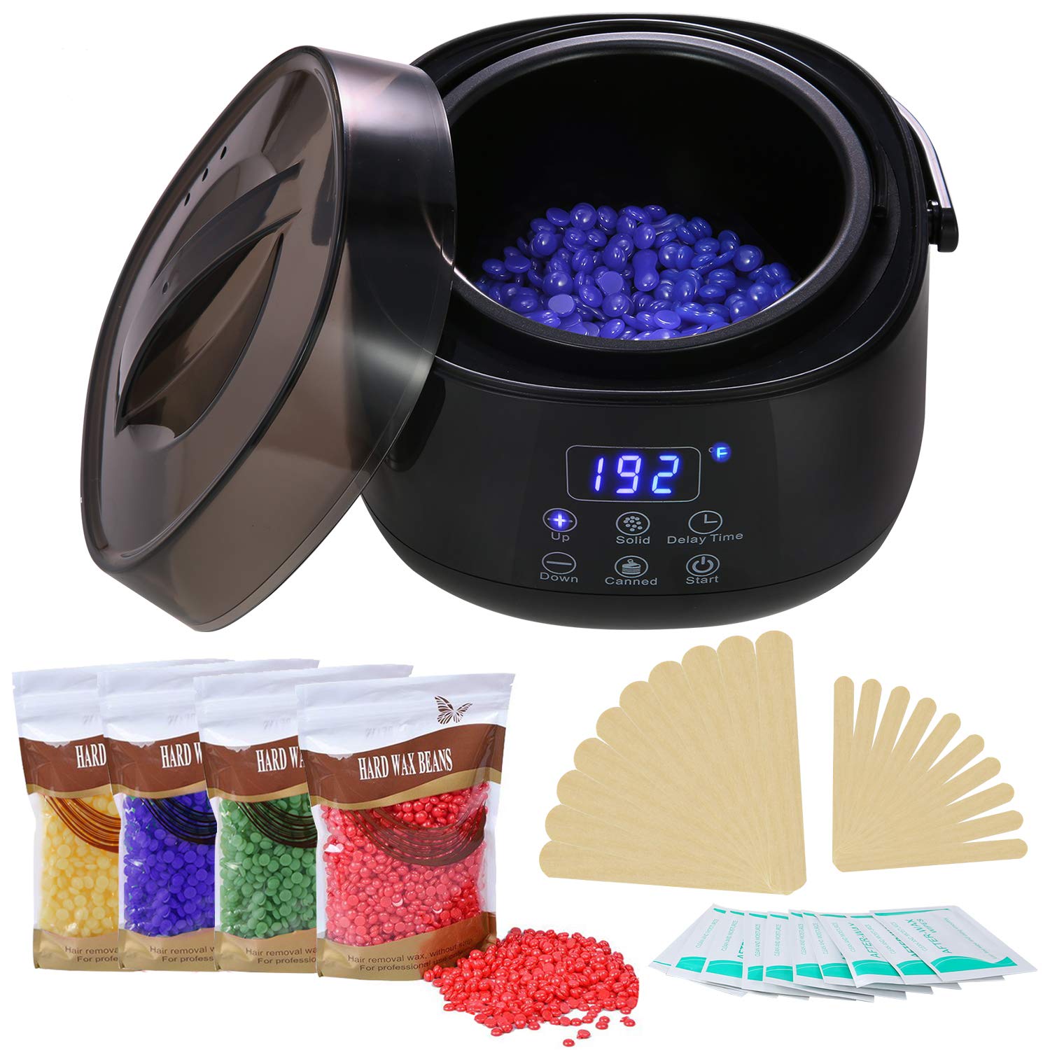 Wax warmer, Bevice Wax Heater with LED Display, Hair Removal Home Waxing Kit with 4