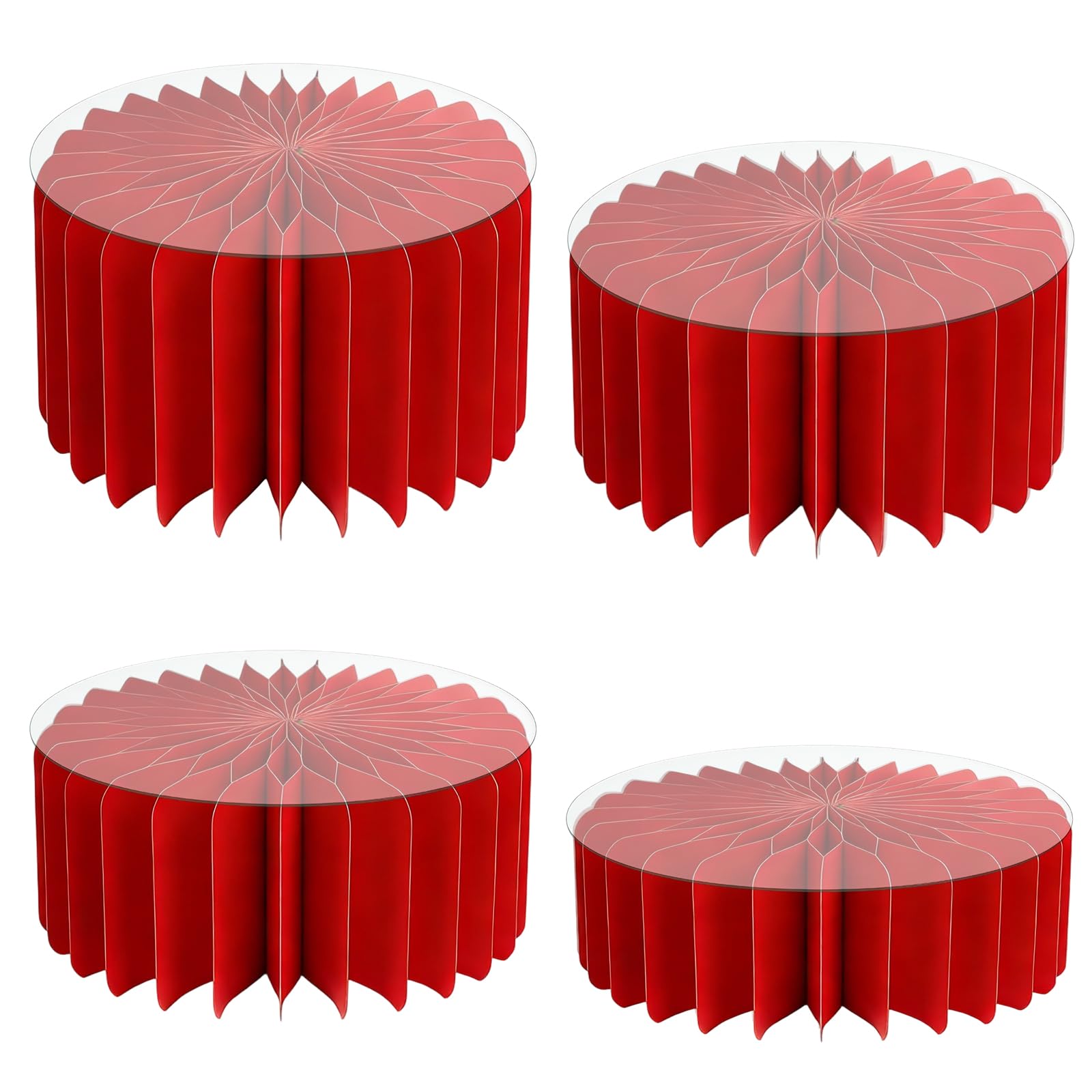Kalttoy Of 4 Sturdy Paper Dessert Stands Foldable Stackable Design Display Holders for Multiple Levels Presentation in Event Stackable Stands