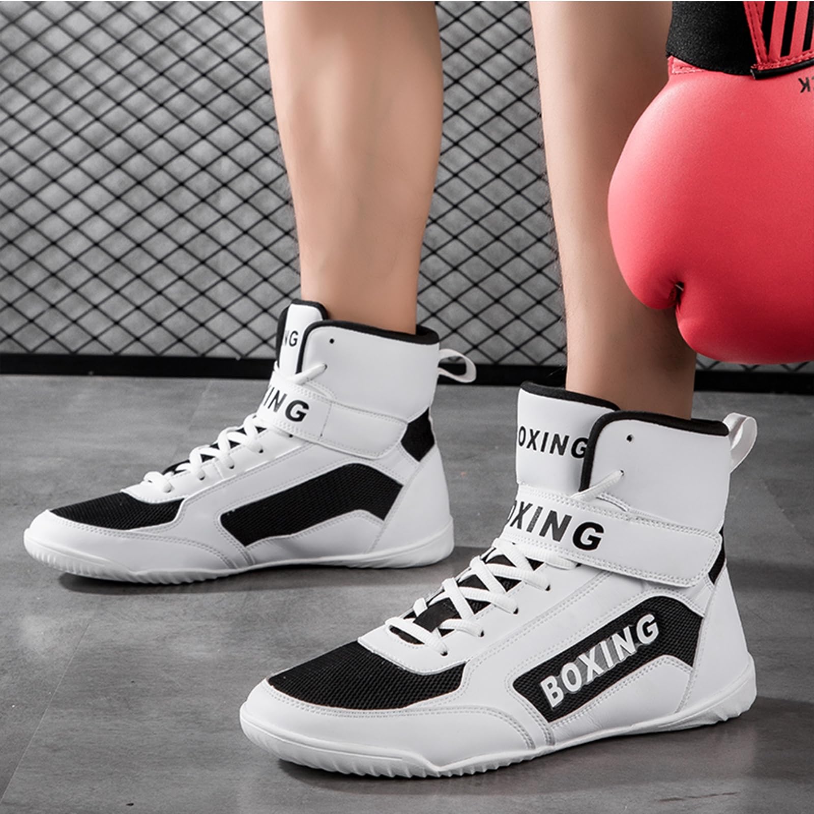 SDEQA Boxschuhe Herren Leichte Kampfsport Boxschuhe Atmungsaktive Bodybuilding Boxen Stiefel athletik Fitnesschuhe Große