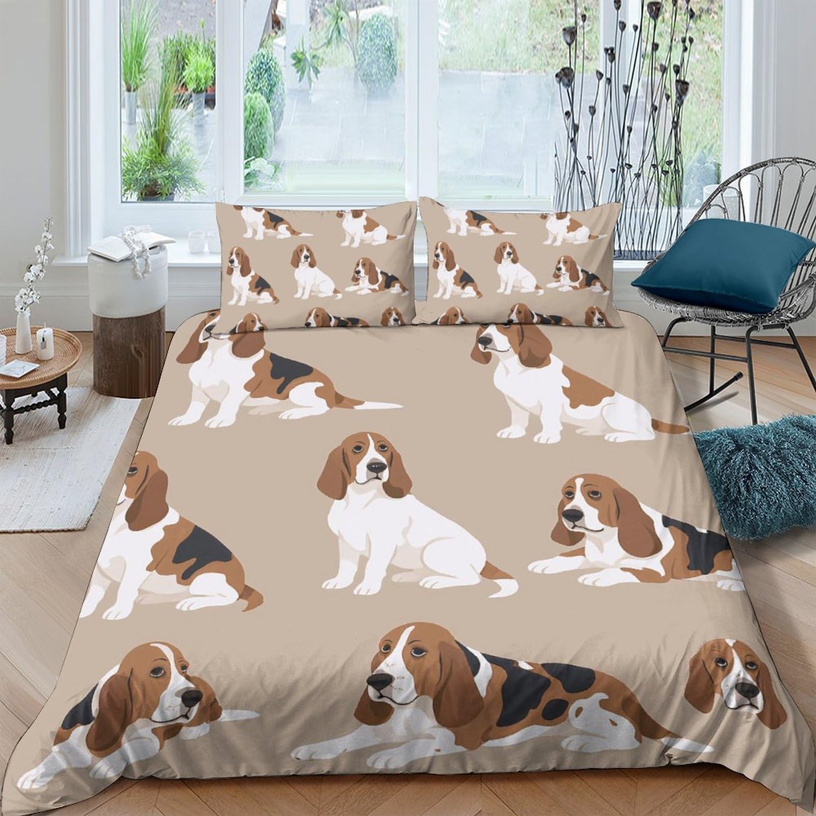 P5V6M1Q9 3D Printed Dog Pattern Duvet Cover Set Microfiber Soft Breathable Puppy Quilt Cover with 2 Pillowcases for Bedroom Home Decor Single（135x200cm）
