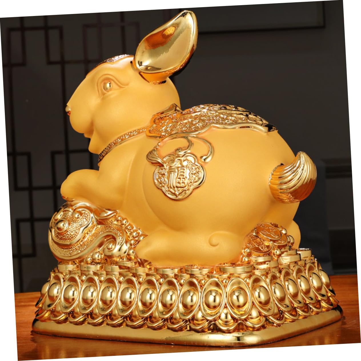 HEMOTON Forme De Lapin Doré Économiseur De Résine pour Décoration De Bureau Et Maison Objet De Collection Chinois pour