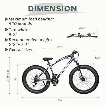 Amazon.com : Omelaza 26 Inch Fat Tire Mountain Bike with