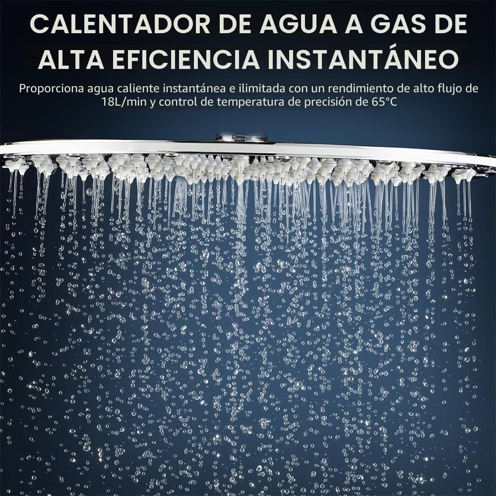 Fulgutonit Calentador de Agua Gas LPG 18L 36KW | Compatible con Propano y Butano, Arranque a Baja Presión 0.25 Bar, Protección Contra Sobrecalentamiento
