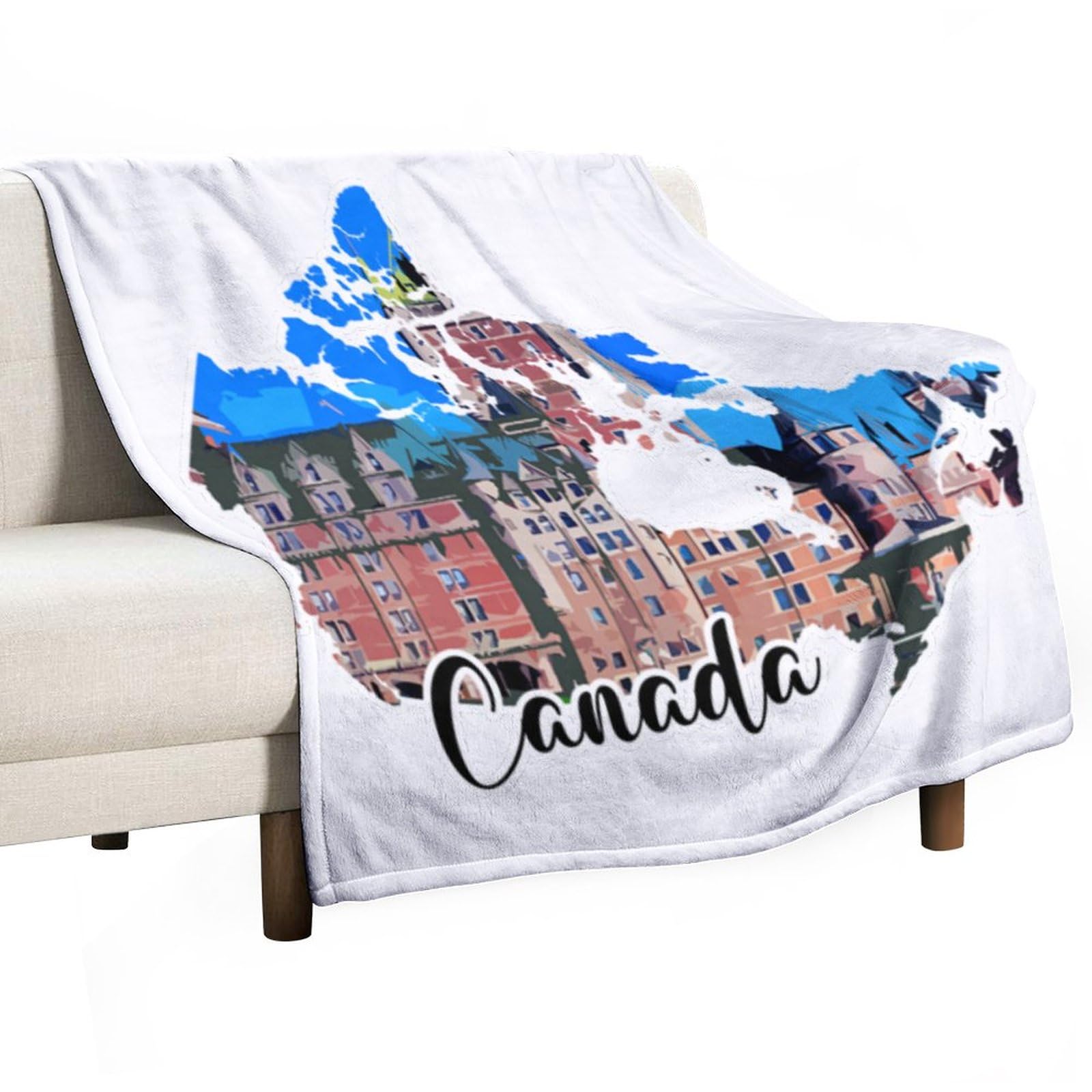Couverture polaire ultra douce et respirante motif skyline urbain décoration grand lit