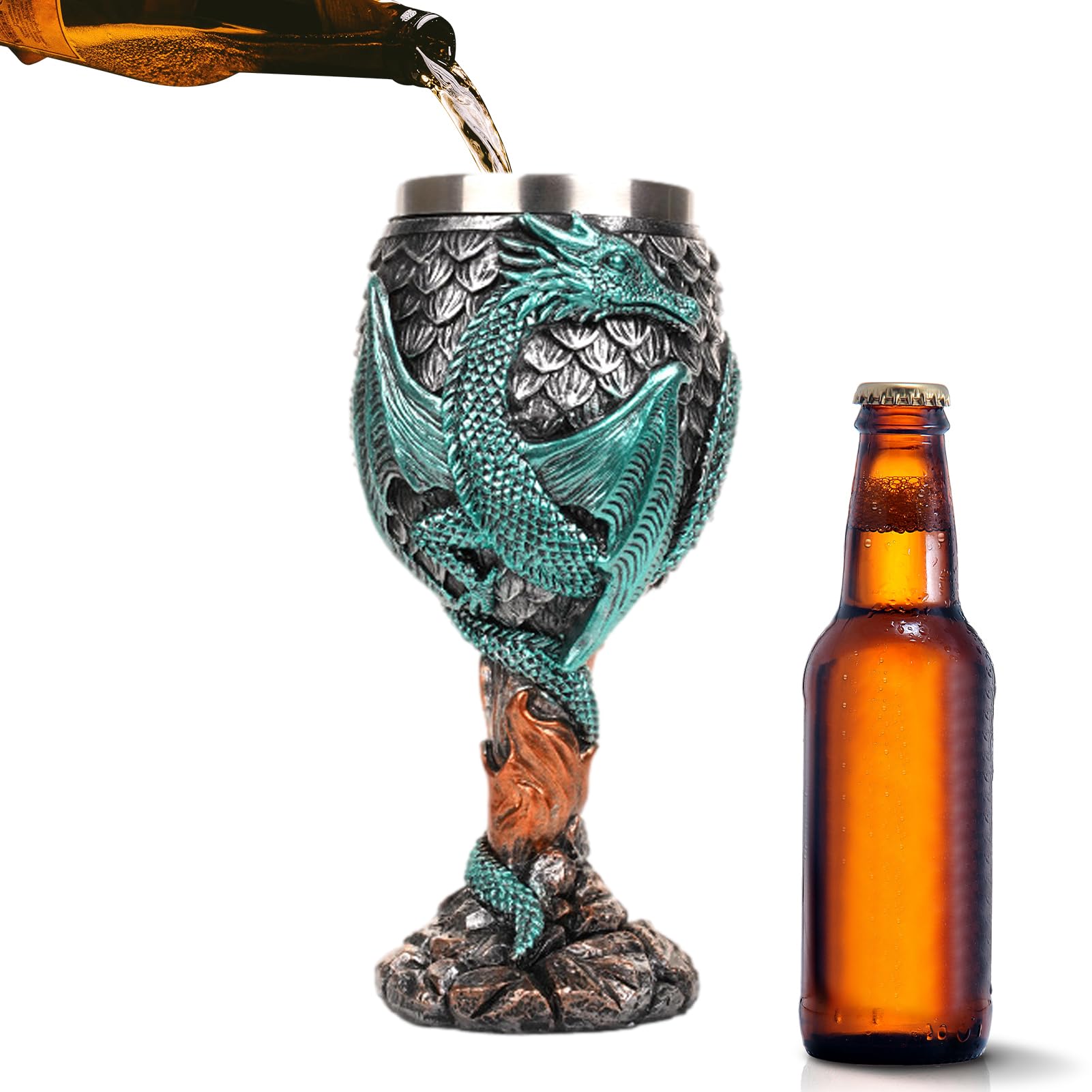 Cáliz de dragón medieval, copa original para regalar y coleccionistas