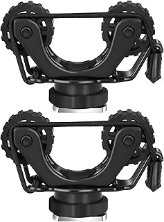 Atader Kayak Paddle Holder, Offset Paddle Holders with Security Tether, Dual Head Kayak Track Mount Accessories, Kayak Oar/Fishing Net Holder for Fishing, Kayak Rail Accessories