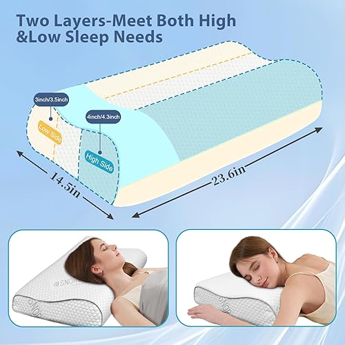 Miniatura 4 de Almohadas de espuma viscoelástica  Almohada cervical para aliviar el dolor, almohada ergonómica para dormir de lado para dormir, almohadas