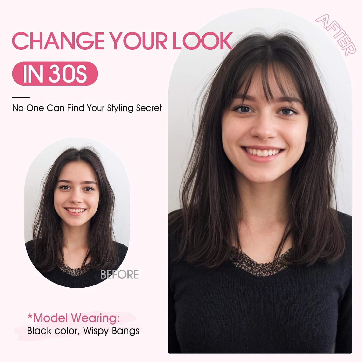 Hairro Human Hair Toppers with Wispy Bangs, 3D 360° Seamless Real Hair Toppers, Hand-Tied with 3.5"x4.7" T-shaped Base, Clip-In Hairpieces to Add Volume on Top, 11 Inch Medium Brown 11 Inch Medium Brown Wispy Bangs