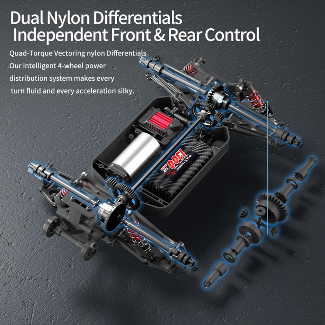 RC Crawlers, S912 1/16 Scale 2.4G 4WD Brushed Full-Proportional High-Speed RC Drift Car, Gift for Him (Two Batteries/Red)