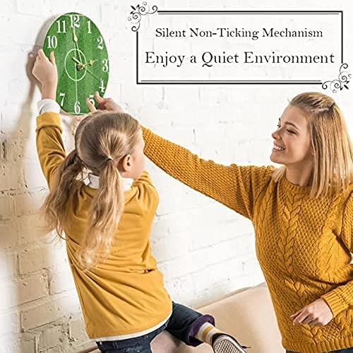 Miniatura 4 de Reloj de pared verde de campo de fútbol 12 pulgadas silencioso sin tictac de cuarzo funciona con pilas para hogar cocina oficina escuela reloj