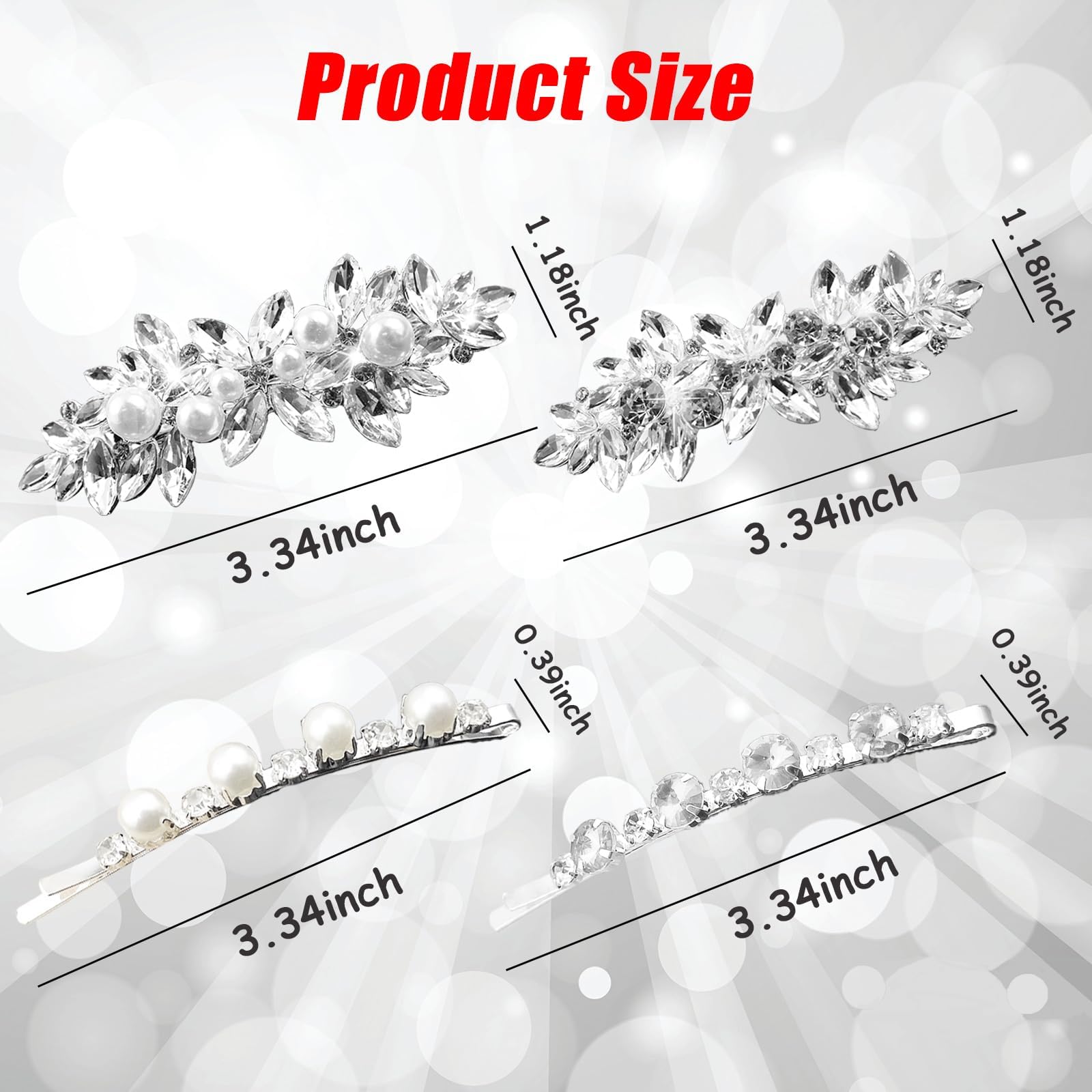 Amazon.com : 4 Pieces Rhinestone Bridal Hair Clip, Pearls  display picture 1