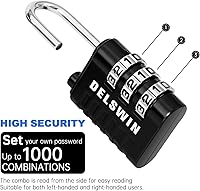 Vista 3 de DELSWIN Candado de Combinación de 3 Dígitos Pequeño – 4 Piezas Candados de Combinación Reiniciables para Casillero de Gimnasio Escolar, Exterior