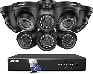 ANNKE 8CH Wired Security Camera System Outdoor, H.265+ Surveillance DVR Recorder with 8 x 1080p Home CCTV Cameras, Up to 100 ft Night Vision, Motion Detection, Easy Remote Access, 1TB Hard Drive