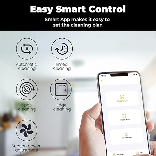 Miniatura 6 de Robot aspirador, control por aplicación, tiempo de ejecución de 150 minutos, succión de 2500 Pa, limpieza delgada, silenciosa, buena para pelos de
