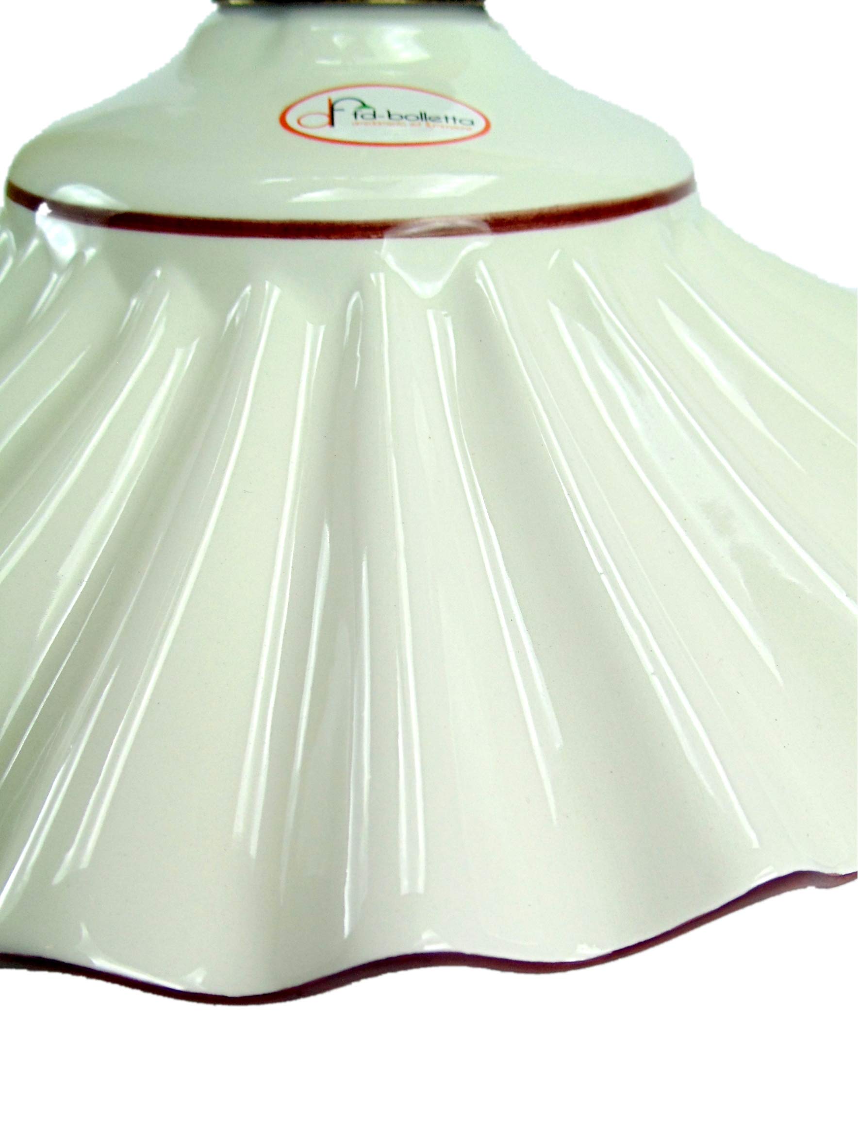 Lampadario sospensione,lampada ottone da soffitto,paralumi ceramica bordo marrone,illuminazione per interni l1036 Misure:H 74cm,Ø piatto 37cm