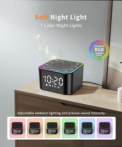 Miniatura 4 de Máquina de sonido de ruido blanco, reloj despertador con máquina de sonido para dormir, máquina de ruido blanco con reloj digital para dormitorios,