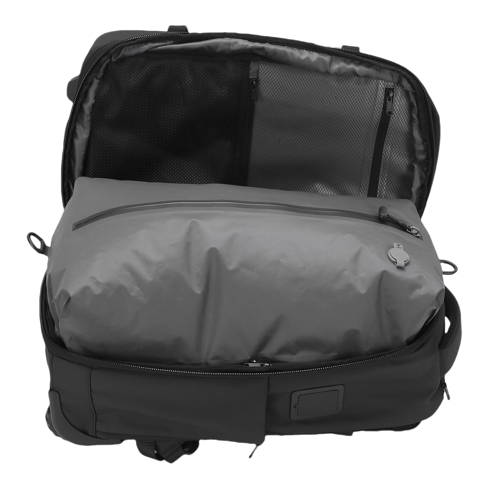 Walfront Mochila con Ruedas Al Vacío, Tela Oxford Expandible con de Bolsa de Aire para Viajar, Mochila para Viajes de Negocios con Carga USB y Almacenamiento para Computadora Portátil de 17 Pulgadas