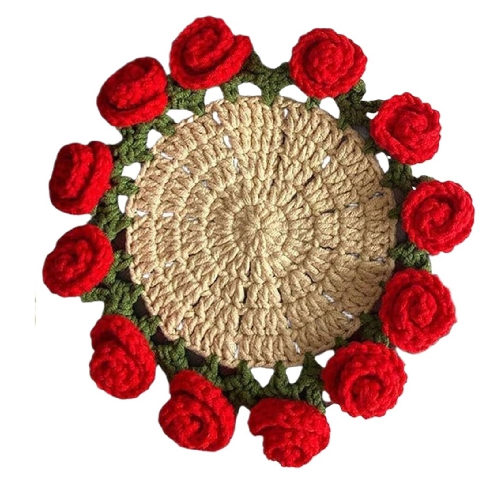 3Pcs Crochet Flower Bouquet Blanket Coasters, Potted Plant Flowers for Cap