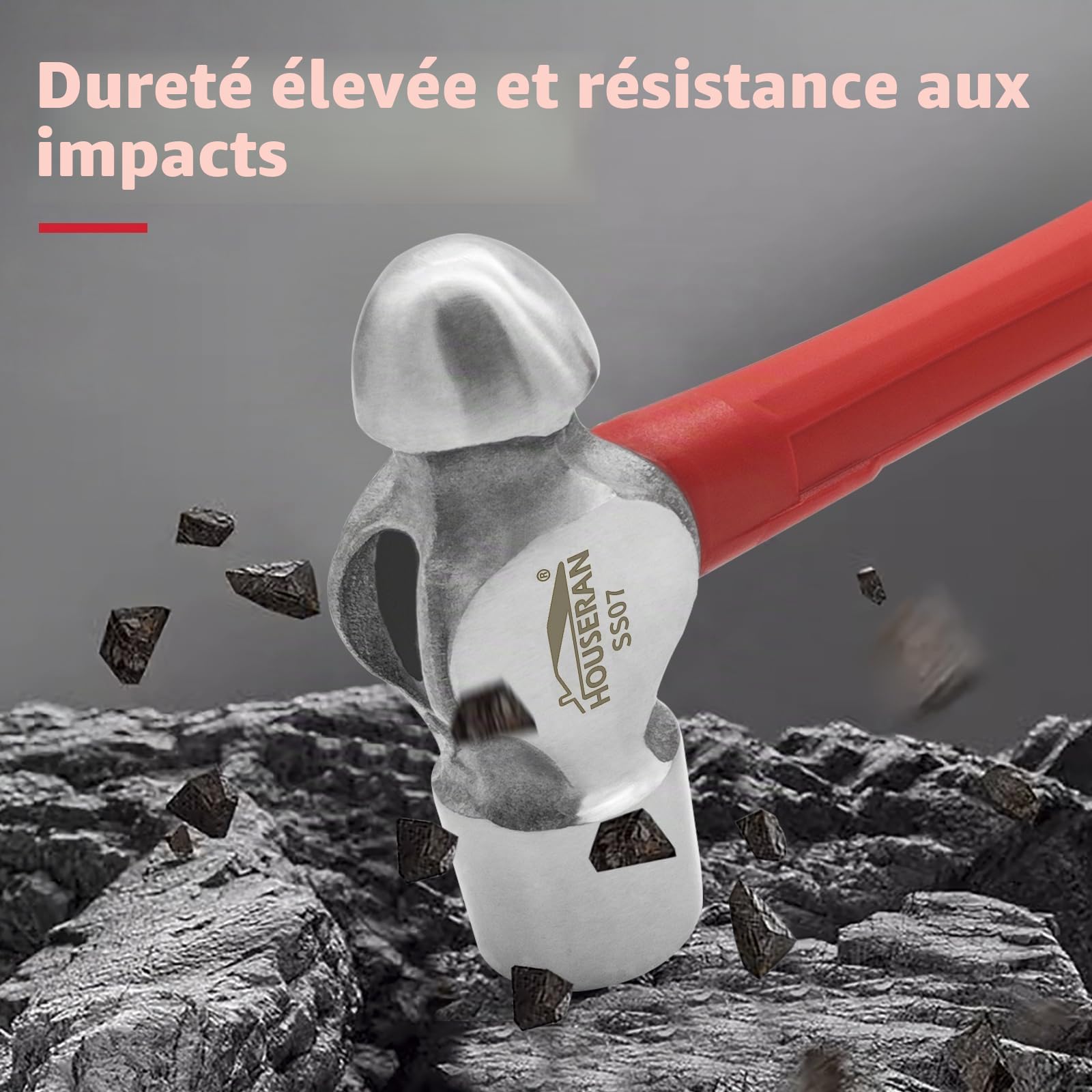 Set de 7 Marteaux en Acier Forgé Panne Fendue Rivoir Massette | 7 marteaux en acier forgé: panne fendue, rivoir, massette et maillet. Manches antidérapants pour tous travaux et bricolage.
