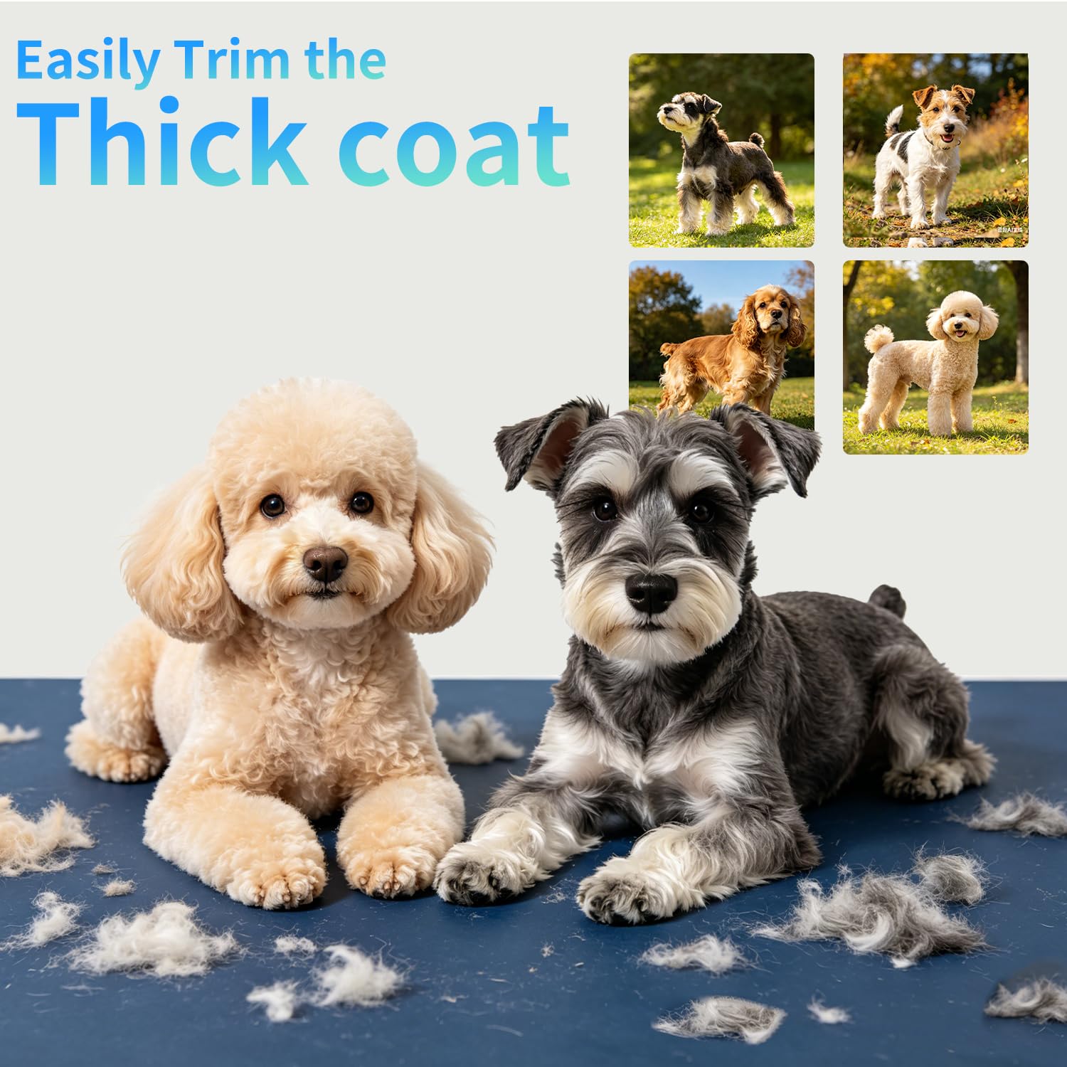 Tife Tondeuse pour chien à faible bruit, kit de toilettage pour animaux domestiques, tondeuse électrique silencieuse sans fil