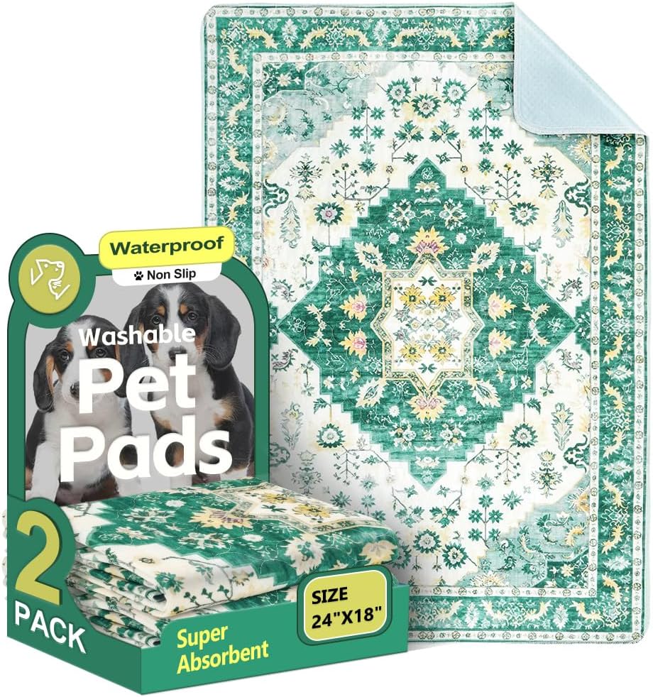 Blue Waterproof Washable Pee Pads for Dogs - Reusable, Super Absorbent, Non-Slip Potty Pads - 60"x48" - 2 Pack