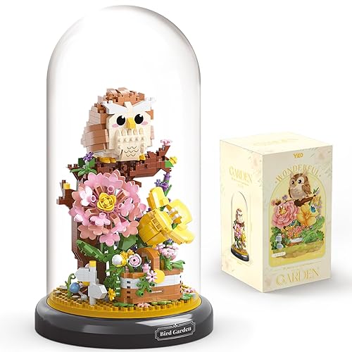 QARULUS Owl Flower Bouquet Building Set Plants Friend Set Adults Bonsai Tree Party Favors for Kids Animal Building Blocks Set Valentine's Birthday Gift for Girlfriend Boys Girls Age 6-12+(Owl Garden) - owl flowers