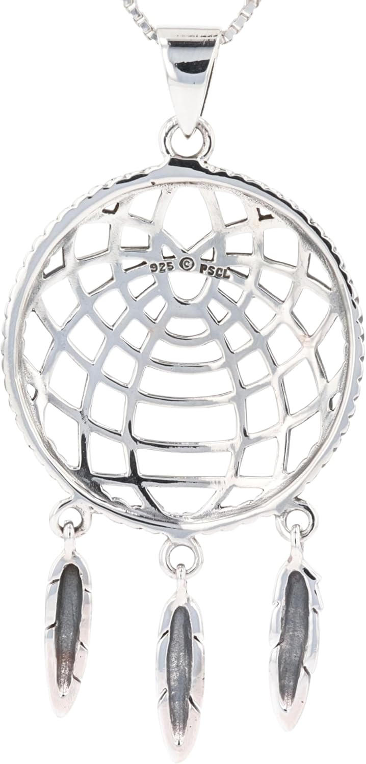 Jewelry Trends Dream Catcher Dangle Feathers Southwestern Sterling Silver Large Pendant Necklace 18" - Image 4