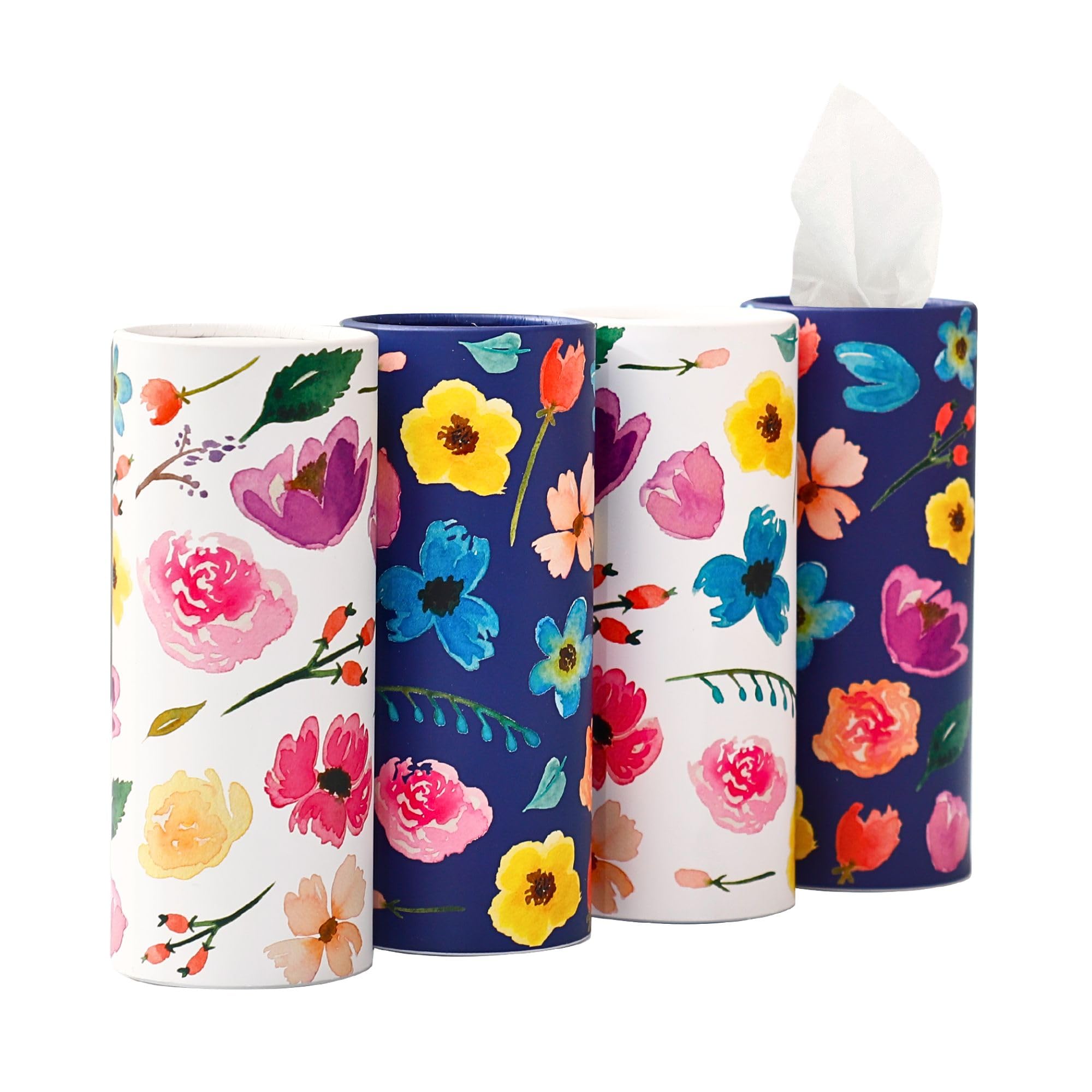 Small Car Tissues Holder with Facial Tissues - 4PK - Travel Tissue Tubes Box Container Perfect Fit for
