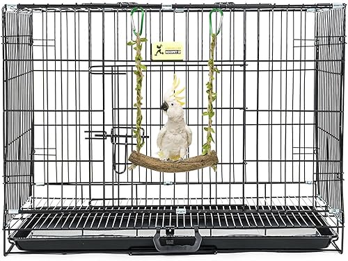 Bird Swing Stand Bird Perch Stand Parrot Rope Swing Hanging Toy Cage Toys Training Stand Holder Exercise Stand Bird Chewing Toy for Lovebird, Budgie Conure Finches Lovebird Cockatiel, 7.9 x 7.1 Inch