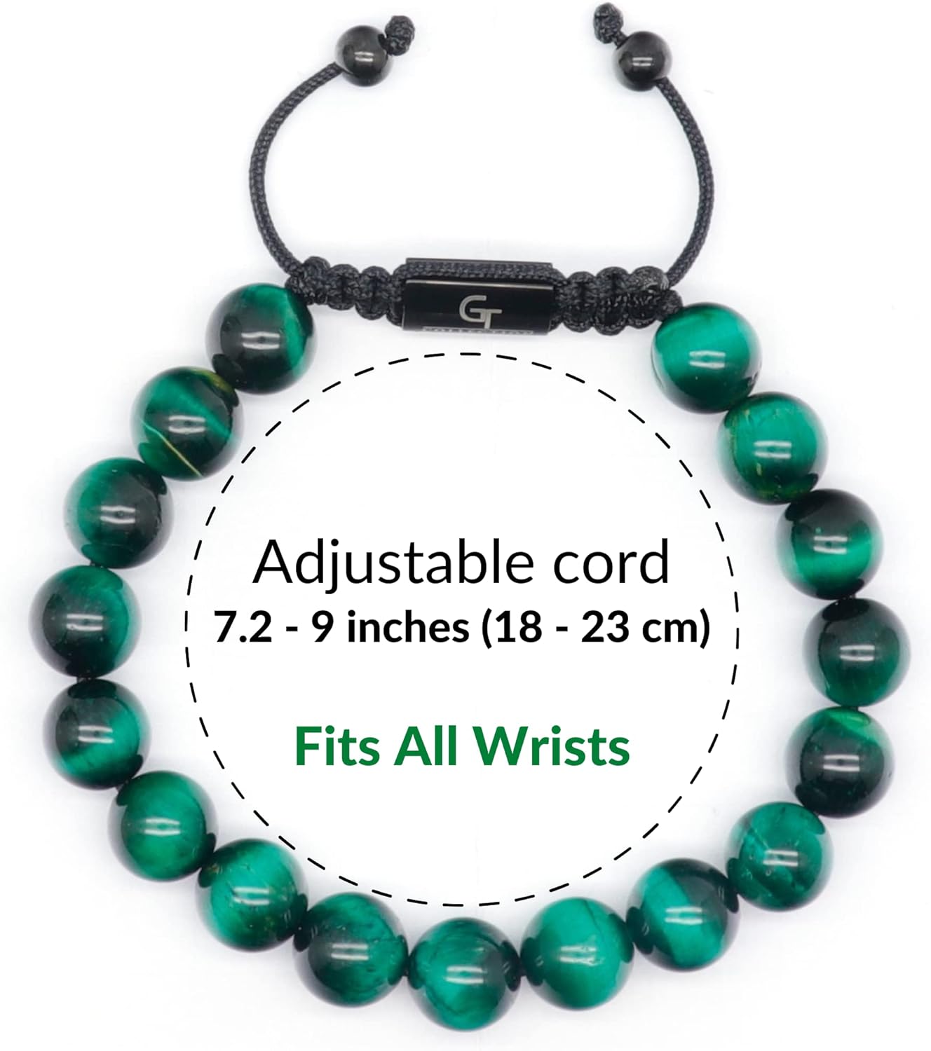 GT collection Men's Beaded Bracelet - Wearer with Name, Fame, Fortune, And Money – 100% Natural Wrapped - Gemstones Beaded Bracelet for Men’s Bracelet (Green Tiger Eye Stone): Clothing, Shoes & Jewelry