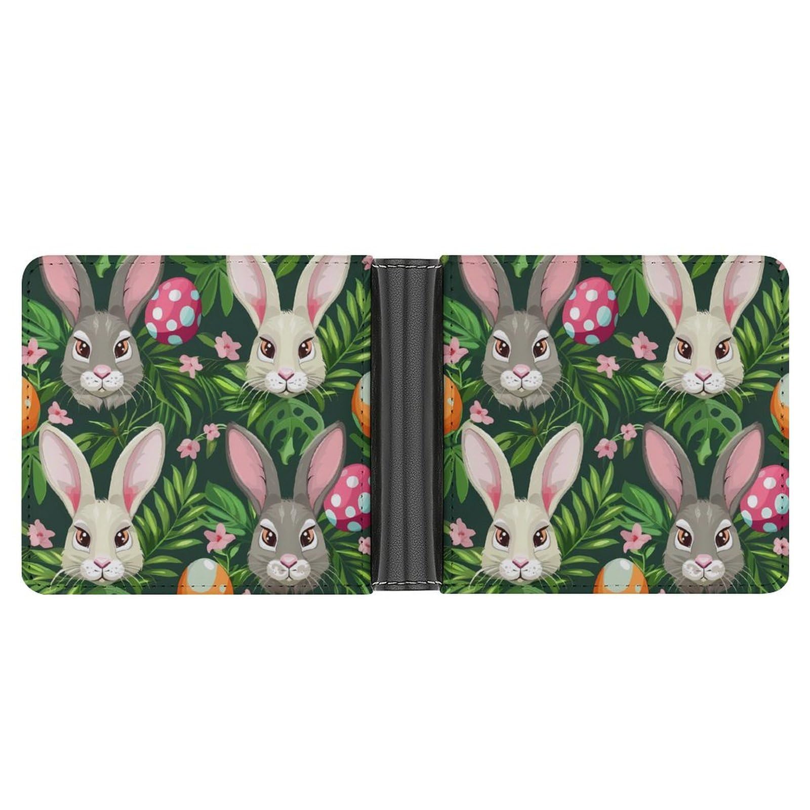 Funny Cartoon Rabbits Bifold Wallet PU Leather Card Cash Holder Cute Purse for Men Women