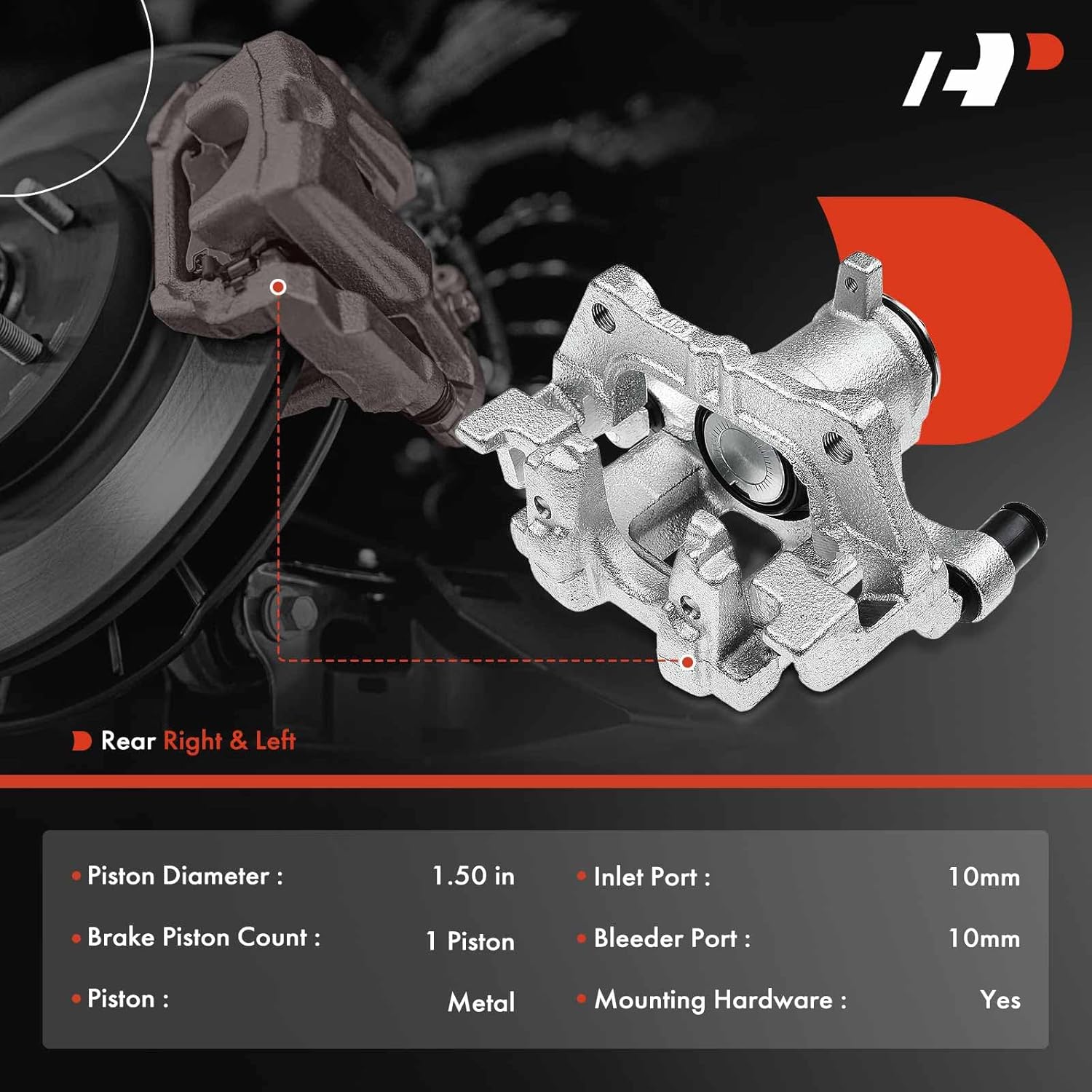 A-Premium Disc Brake Caliper Assembly with Bracket Compatible with Select Honda Models - Civic 2016-2020, Insight 2019-2022, 1.5L 2.0L - Rear Driver and Passenger Side