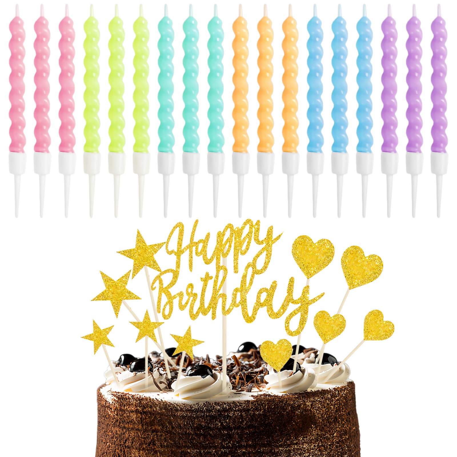 29Pcs Gold Happy Birthday Cake Toppers and Birthday Candles Set, Candles for Cakes Attractive, Personalised Cake Topper Candles Birthdays Suitable for Both Boys and Girls