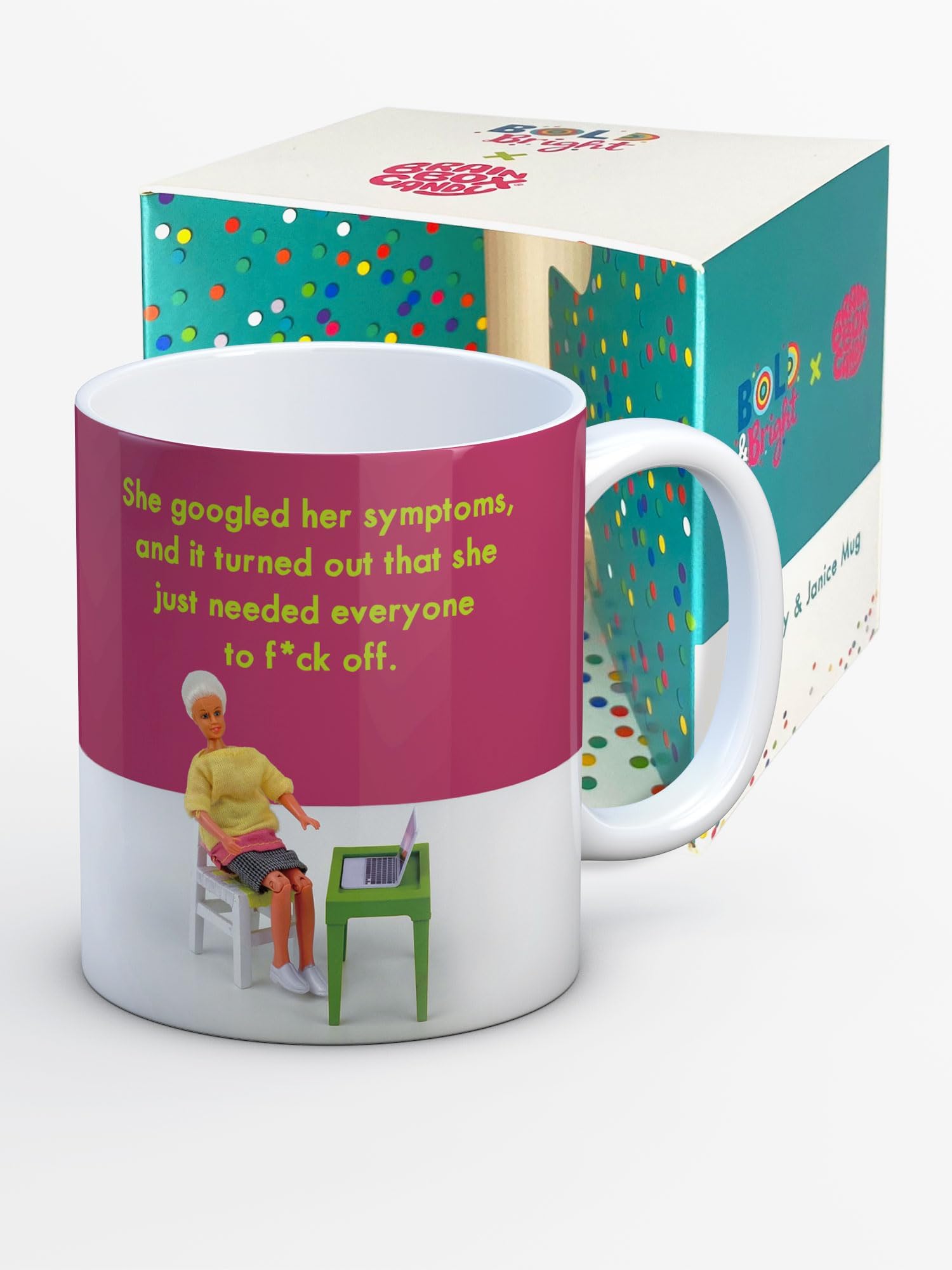 Bold & Bright - Hilariously Funny Mugs - 'Googled Symptoms'- Cheeky Novelty Gifts for Ladies Women Friends- Gift Boxed Mug - Perfect Birthday Present - Quality 10oz Stoneware Mug