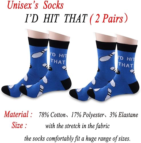 Miniatura 2 de JXGZSO Calcetines de boliche para amantes de los bolos, regalo con texto en inglés "I d Hit That", regalo para el equipo de bolos