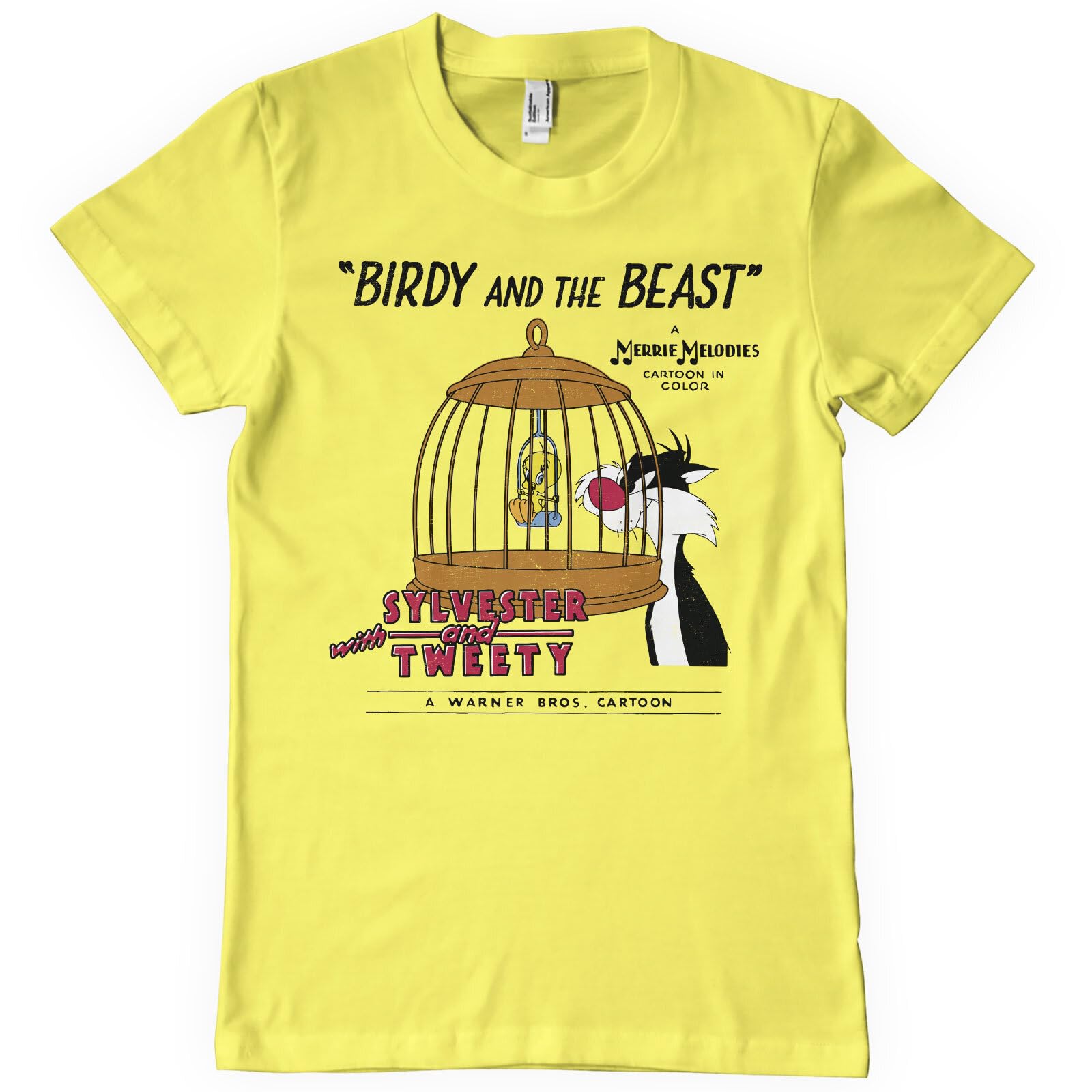 Looney Tunes Officially Licensed Birdy and The Beast Mens T-Shirt (Yellow), Medium