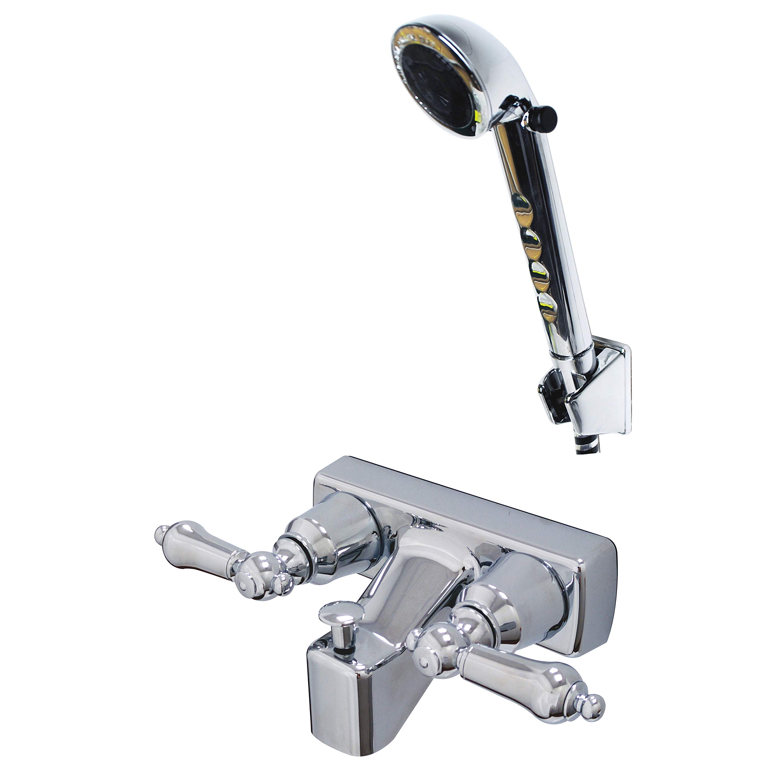 Laguna Brass 3211CP/4120CP RV/Motorhome Replacement Non-Metallic Two Handle Tub Faucet Valve Diverter with Matching Hand Held Shower Set