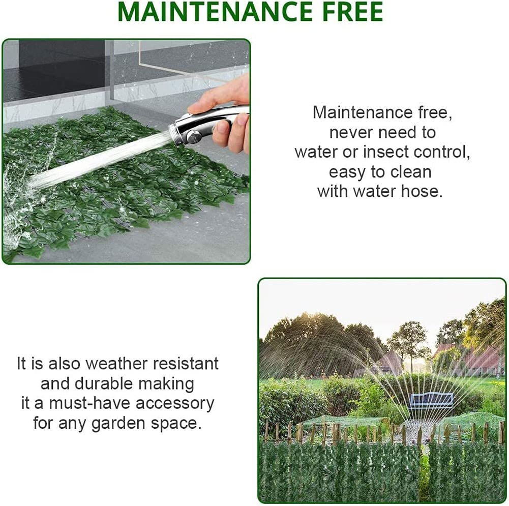 Treillis Extensible Feuillage haie Artificielle Extensible Le Lierre Artificiel décoratif Laisse la barrière privée d'aménagement paysager de Jardin de clôture d'arbre de 60 * 40Cm(Color:B,Si