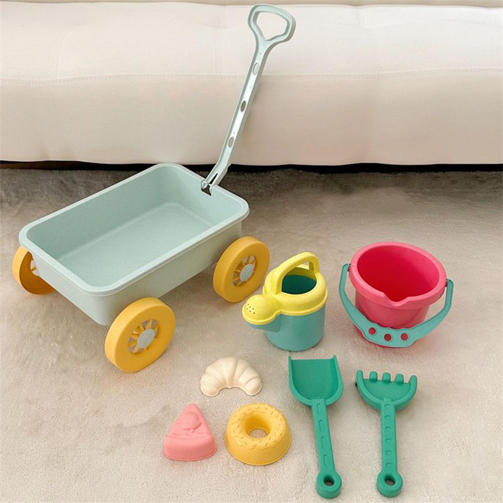 Strandeimer und Schaufel, Sandspiel-Set – kleine pädagogische Eimer und Pellets mit Wagen | Interaktives Outdoor-Spielset für Mädchen, Jugendliche