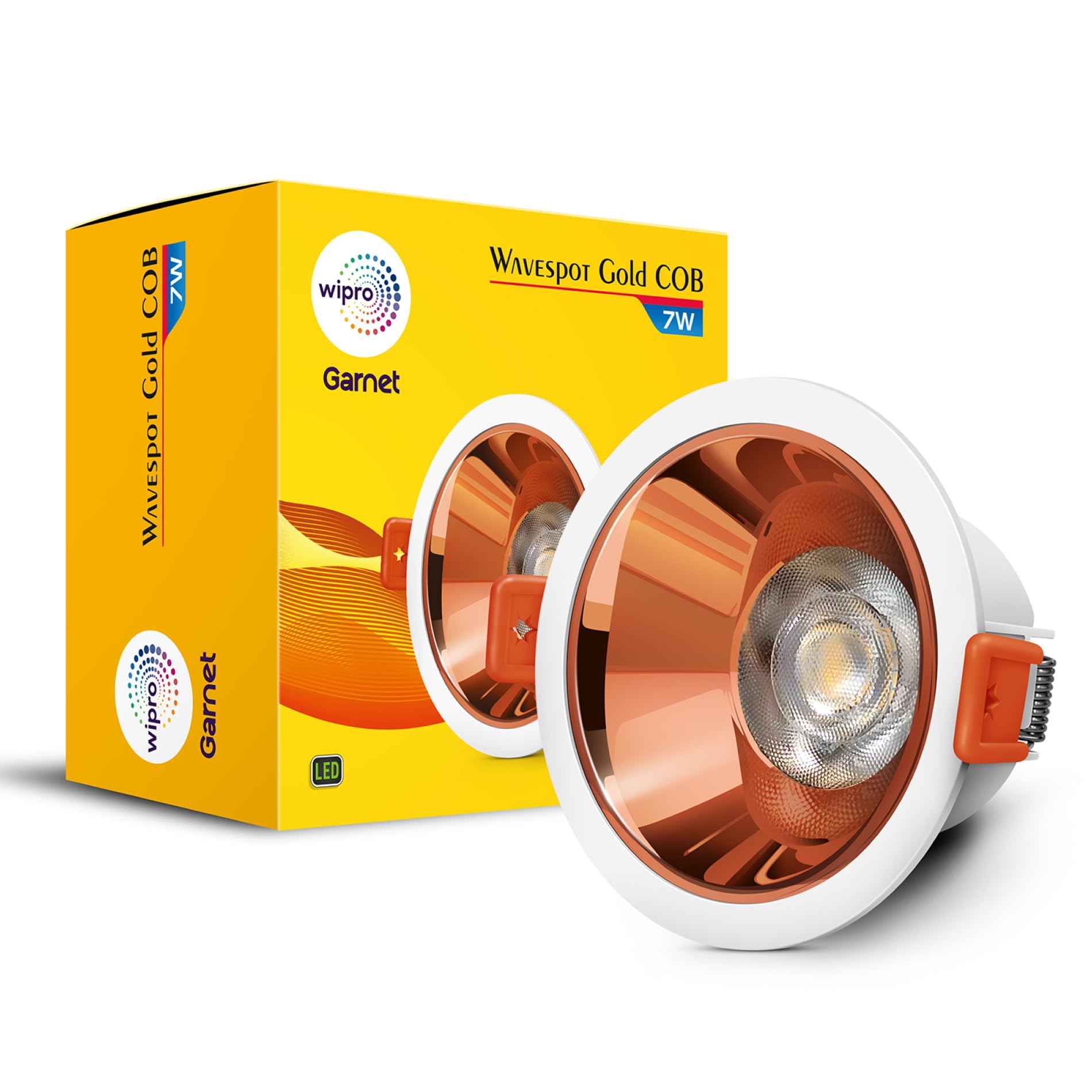 wipro Garnet 7 Watt Wave Spot Gold COB | Neutral White (4000K) | High Voltage (440V) & Surge Protection (4 KV) | Sharp Beam Angle with Reflector for Home, Office and Store Cabinet Display | Pack of 1-image-33