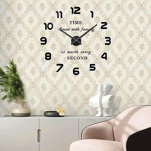 Miniatura 7 de VANGOLD Relojes de pared grandes para decoración de sala de estar reloj de pared moderno 3D con números de espejo calcomanías para decoración de