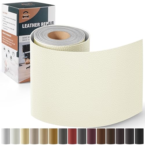 Miniatura 31 de Kit de reparación de cuero para muebles de 4 x 63 pulgadas, parche de reparación de cinta de cuero autoadhesivo para sofá, kit de parches