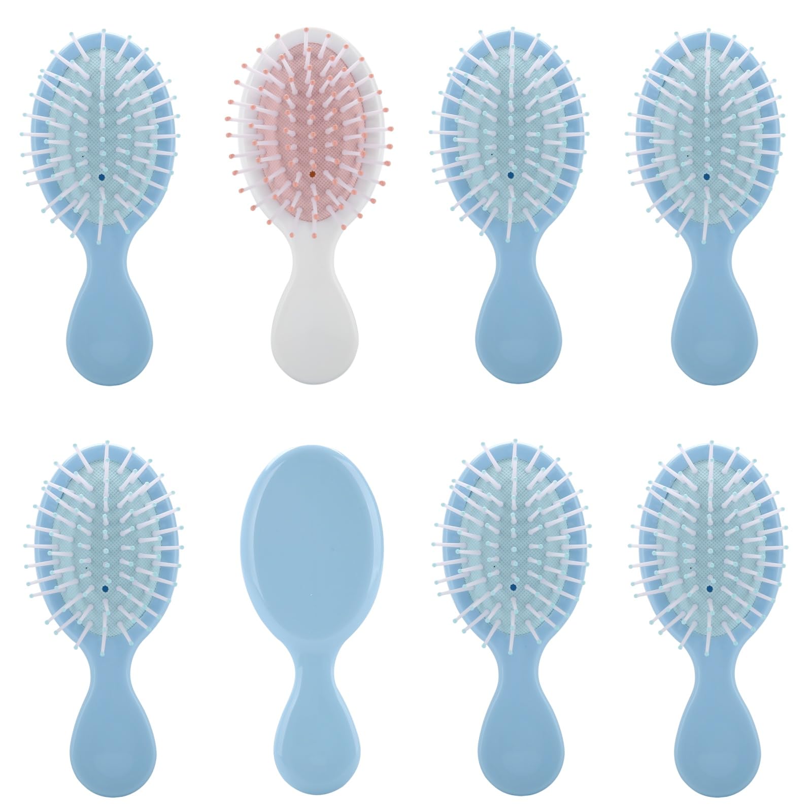 Ciulaiy Bridesmaid Proposal Gifts 8 Pieces Mini Travel Hair Brush, White&Blue, for Wedding Party Favors