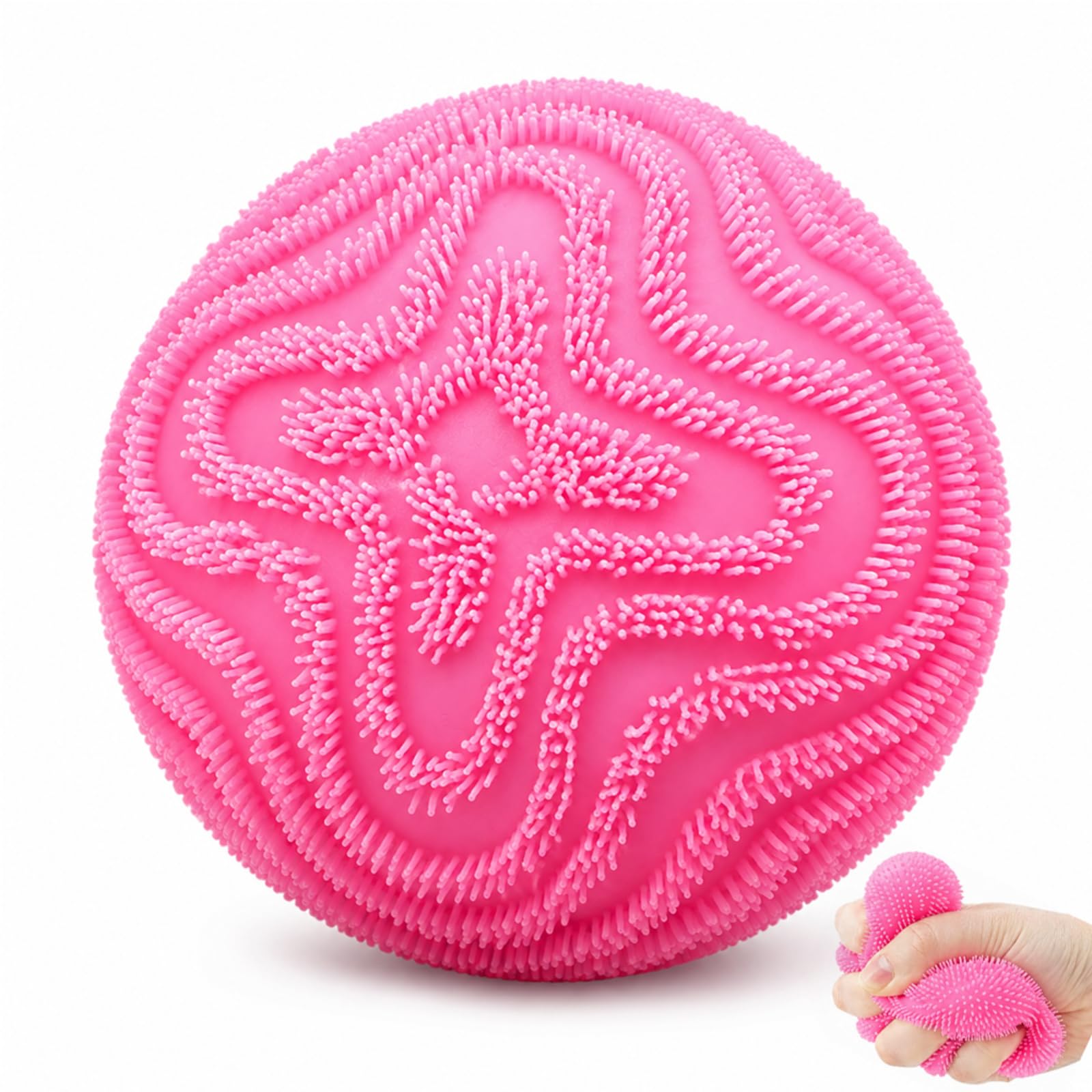 Pink Fuzz Ball, Wavy Pom Pom for DIY Craft Accessories, Decorative Fuzz Ball for Handmade Art Projects and Daily Decoration